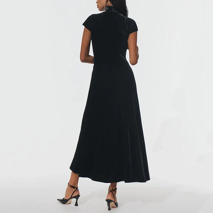 Retro Chinese Style Waist Cinched Cheongsam Slim Fit Dress Girl Slit Temperament Dress New Ins Fashion