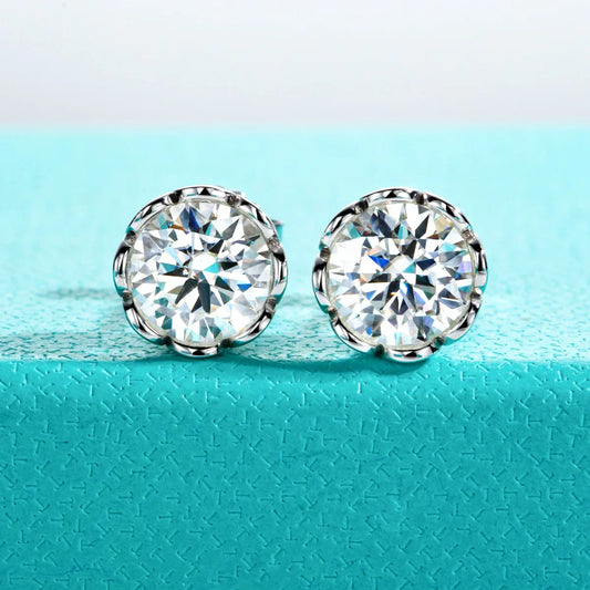 2cttw-6cttw Moissanites Diamond Earrings 925 Sterling Silver D Color VVS1 Moissanite Classic Stud Earrings For Woman