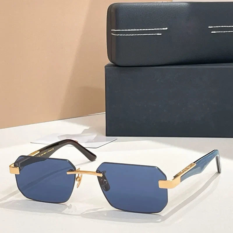 Designer Handmade Square Rimless Sunglasses THE TAIGE Gradient Alloy Acetate High Quality UV400 Women Germany Trendy with Case