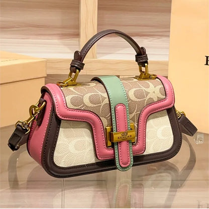 Light luxury niche design contrasting color saddle bag 2025 new high-end handbag versatile single shoulder crossbody bag