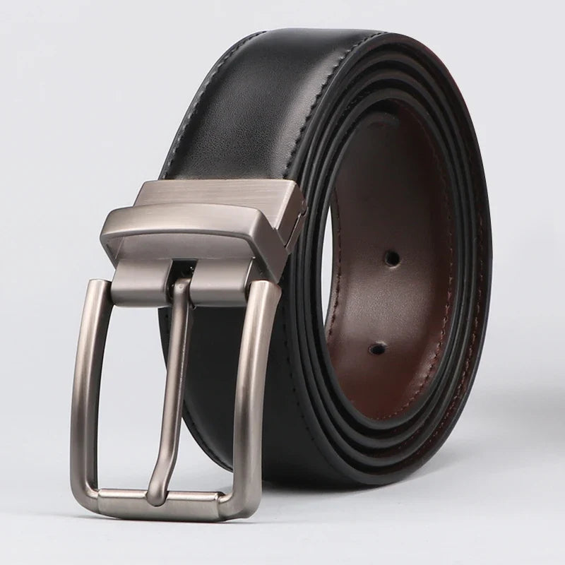 1pc Men's Genuine Leather Cowhide Reversible Belt