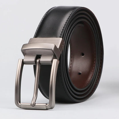 1pc Men's Genuine Leather Cowhide Reversible Belt