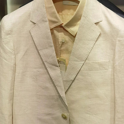 Men's Spring and Summer New Linen Blazer, Thin Vintage British Style Suit Jacket, Linen Material for Middle-Aged Business