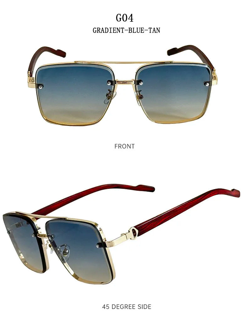 2024 Luxury Square Sunglasses For Men New Wooden Vintage Designer Fashion Glasses Sunglasses Women Vacation Gafas De Sol Hombre