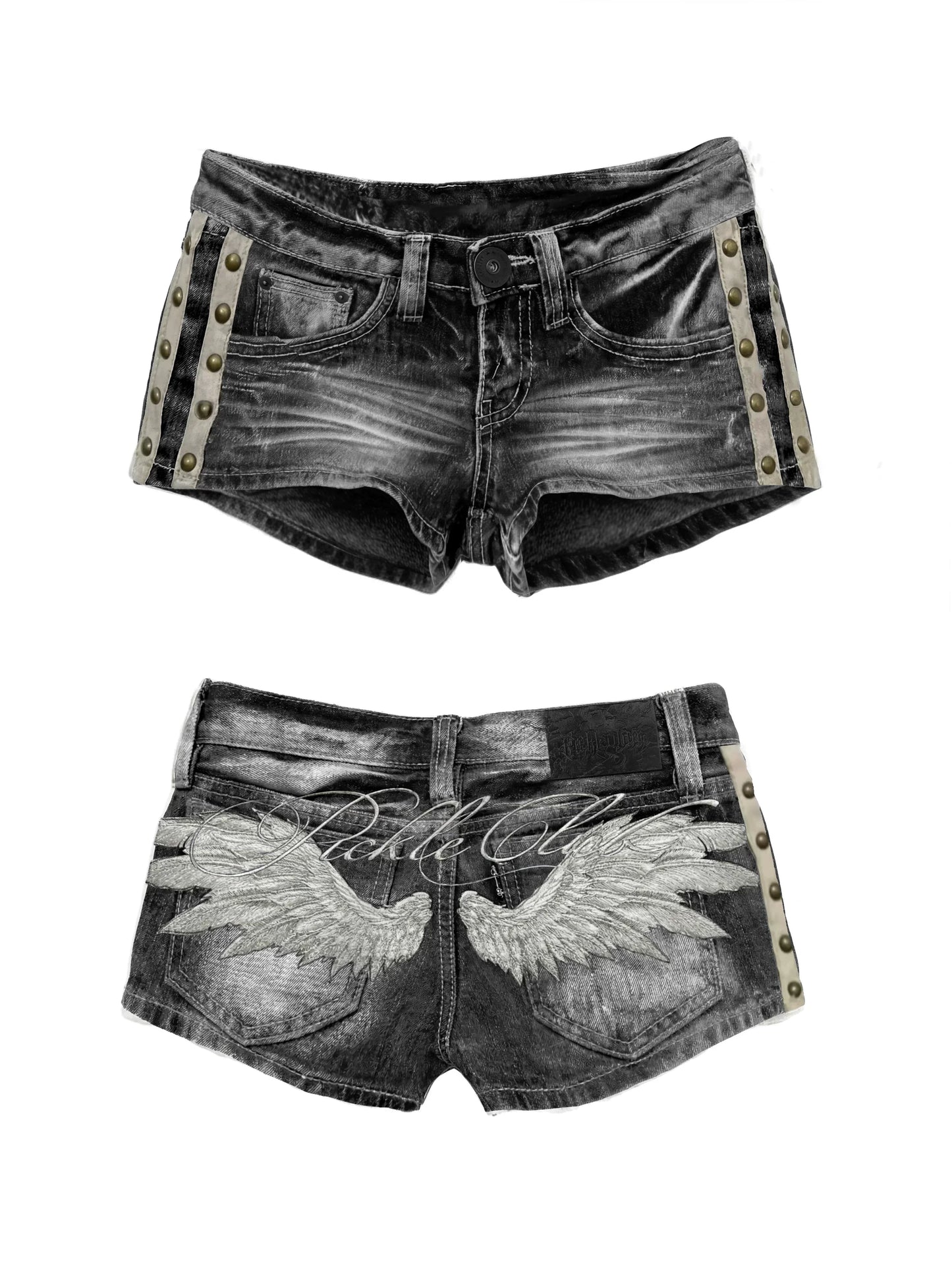 2026 New Gothic Retro Blue Washed Shorts Women's Harajuku Pocket Low Waist Shorts Sexy Hot Girl Denim Shorts