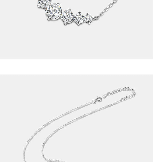 All Moissanite Necklace for Women S925 Pure Silver Smile Sparkling Diamond Pendant Fashion Luxury Jewelry Party Gift