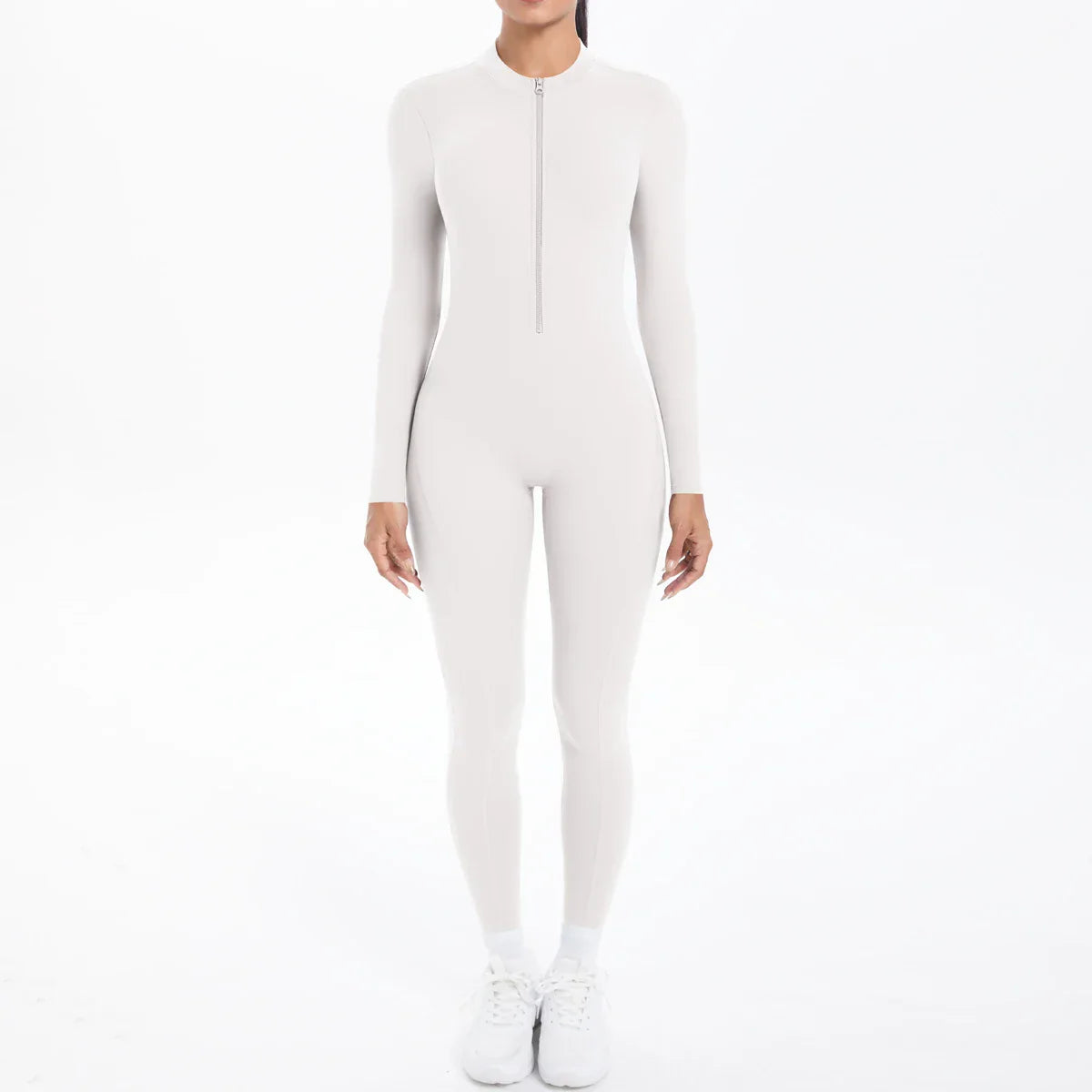 Solid Color Bodysuits for Woman's Backless Long Sleeved Zipper Yoga Jumpsuits High Dtrength Workout Sports Fitness Clothing Set