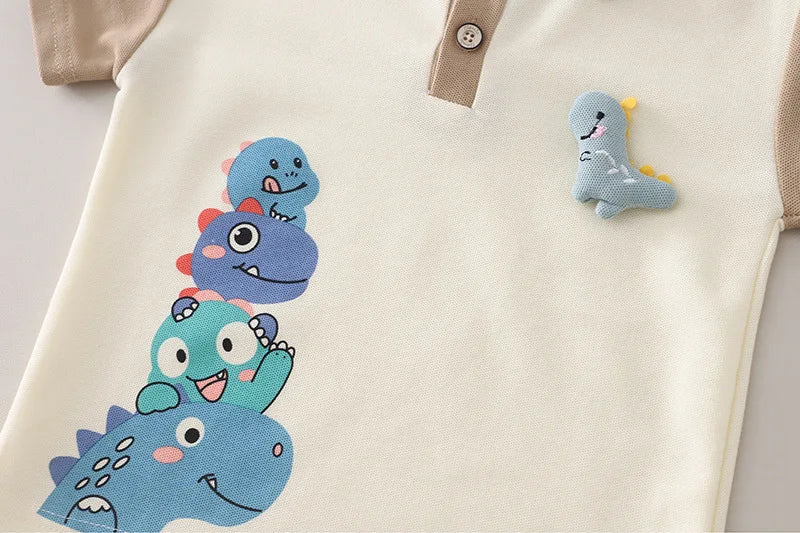 Summer Fashion Baby Girls Boys Clothes Suits Cartoon Dinosaur Polo TShirt Shorts 2pcs/Set Kids Children Toddler Casual Outfit