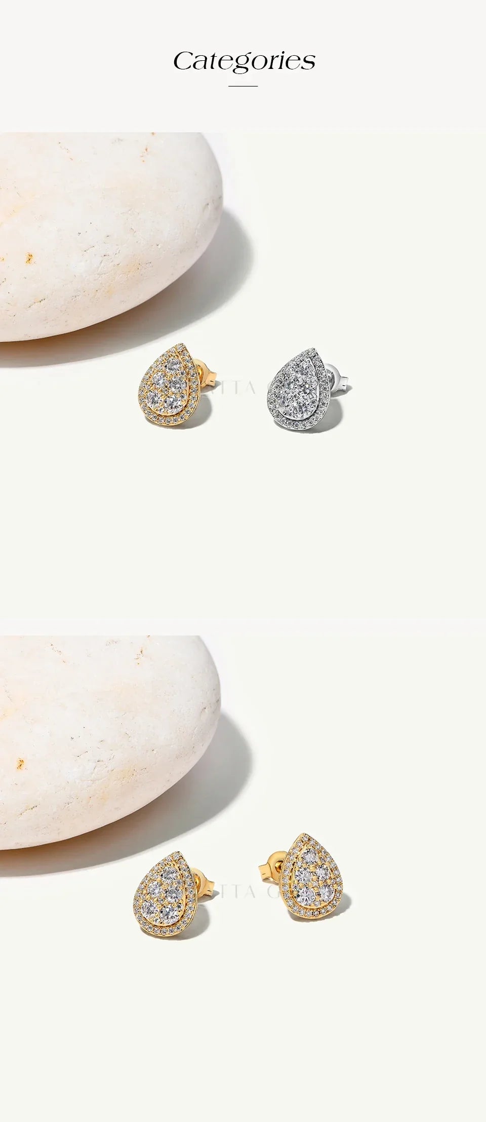 Teardrop Shape Earrings Moissanite DVVS1 Round Cut 925 Sterling Silver Gold Plated For Women Wedding Party Jewelry Gift
