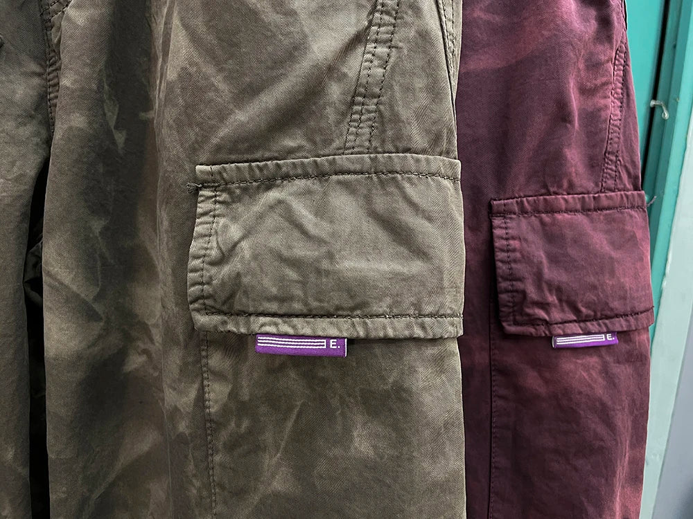 American Tactical Cargo Pants Men Premium 100% Cotton Distressed Tie Dye Straight Leg Loose Fit Multi Pocket Heavy Duty Casual