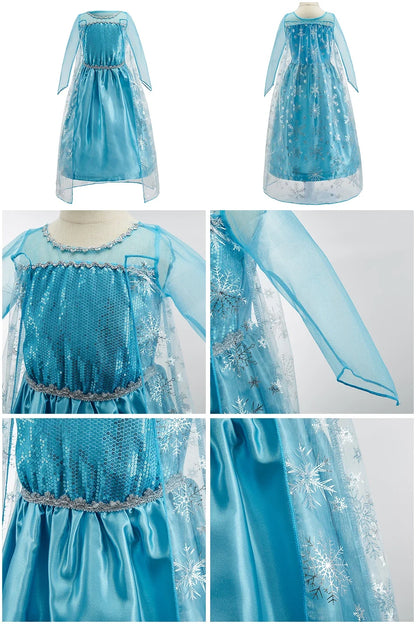 Children Anna Elsa Dress Girls Princess Cosplay Costume Kids Snow Queen Sequined Elegant Dress Girl Christmas Carnival Clothes