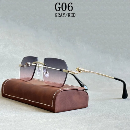 Rimless Sunglasses Women 2024 Luxe Vintage Designer Sunglasses For Men Retro Fashion Glasses De Sol Mujer Lunette Soleil Femme