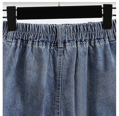 Casual Plus Size Summer Denim Shorts Women Loose Wide Leg Jeans Short Pants Femme Stretch High Waisted Harem Baggy Shorts Woman