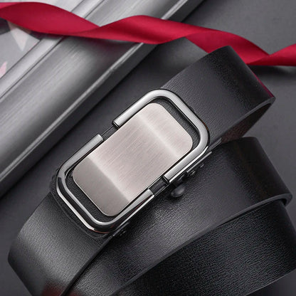Personalized Men's Business Alloy Automatic Buckle Belt With Casual Pants And Shorts Accessories Fashionable Men's Birthday Gift
