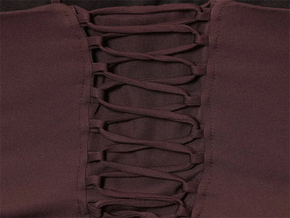 Women's Dress 2025 Autumn New Arrivals Reddish-Brown Spaghetti Strap Sexy Bodycon Mini Dress with Tie Details Stylish and Unique