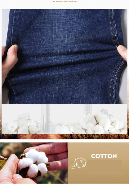 2026 Men's Slim Fashion Denim High Quality Male Pants Elastic Black Blue Leisure Jeans Brand Clothing