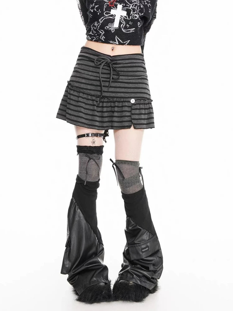 تنورة DeepTown Harajuku المخططة للنساء بتصميم ياباني عتيق قوطي بكشكشة قصيرة على طراز Grunge Spicy Girl Punk تنانير قصيرة ضيقة