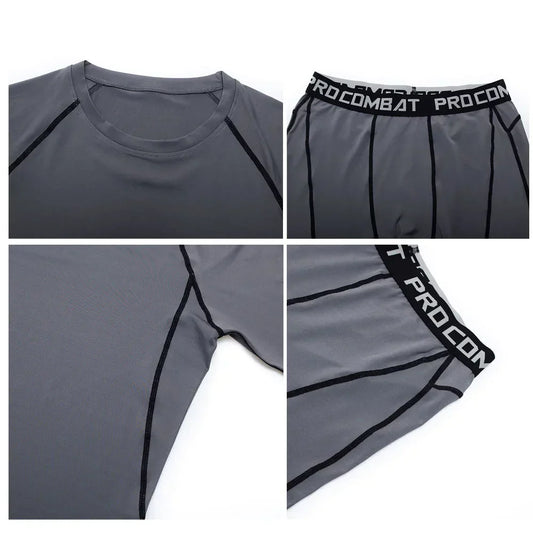 2024 Men's Running Fitness Sportswear Athletic T-Shirt Training Gym Clothes Sports Suits Workout Jogging Rashguard Men's Kit