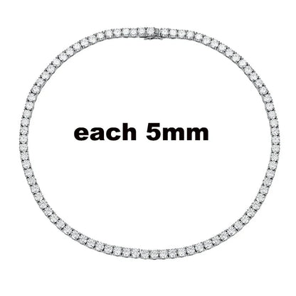 2.5-6.5mm Full Moissanite Tennis Necklace for Women Sparkling Diamond Pendant 925 Sterling Silver Fine Jewelry Gift GRA