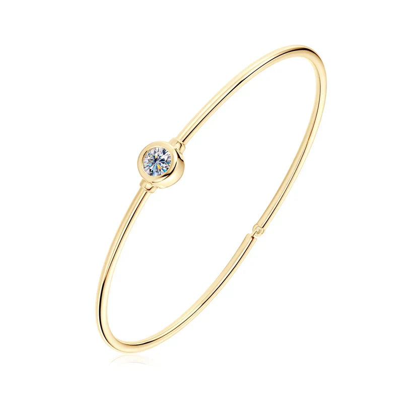 0.5Carat D Moissanite Bangle Bracelet Sterling Silver 925 Charms Fine Jewelry for Women Classic Valentine's Day Birthday Gift
