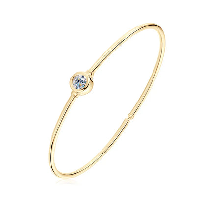 0.5Carat D Moissanite Bangle Bracelet Sterling Silver 925 Charms Fine Jewelry for Women Classic Valentine's Day Birthday Gift