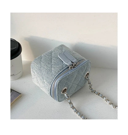 Mini Denim Crossbody Bags for Women 2026 Lingge Chains Shoulder Bag Fashion Brands Box Bag Lipstick Coins Purses and Handbags
