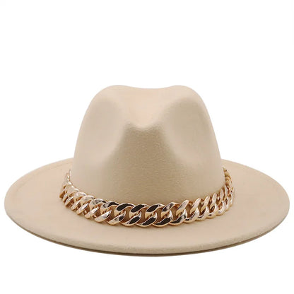 Hat For Women Autumn Winter New Party Jazz Fedora Hats With Fashion Luxury Oversized Chain Accessory Bag Two-piece Set