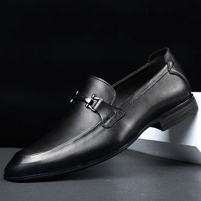 2024 New Luxury Brand Black Genuine Leather Gentleman Fashion Dress Shoes Men Business Loafers Men's Shoes Slip on Big Size 49