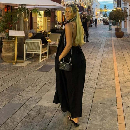 Dresses Summer Women's 2026 New Neck-Hanging Elegant Long Holiday Dress Women Street Chic Youth Loose Fashion Dress