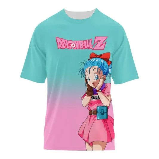 Dragon Ball Anime Bulma 3D Printed Adult and Children's T-shirt Gradient Color Design Summer Quick Drying Comfortable