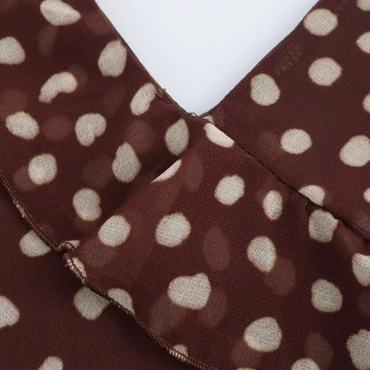 New Women's Clothing European And American Style Fashionable Simple Layered Decoration Polka Dot Sleeveless Suspender Dress