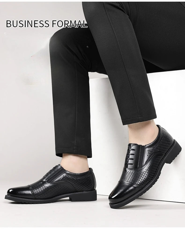 Breathable Hallow New Designer Cow Leather Shoes for Man Summer Autumn Fashion Business Casual Dress Shoes Loafers Man