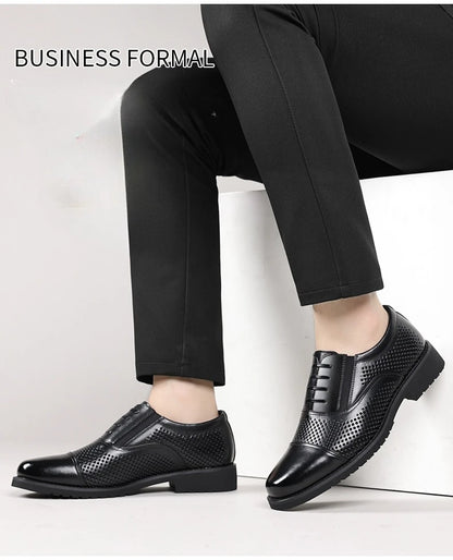 Breathable Hallow New Designer Cow Leather Shoes for Man Summer Autumn Fashion Business Casual Dress Shoes Loafers Man