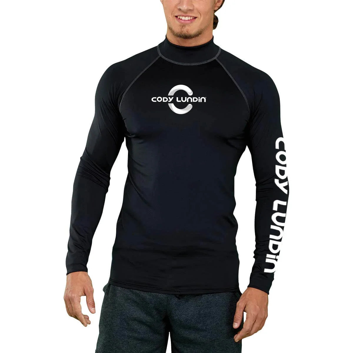 Cody Lundin Men's Long Sleeve Rashguard UPF 50+ UV Protection Fabric T Shirts Lightweight White Compression Gym Surf Swim Shirts