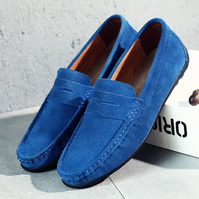 High Quality Leather Men Loafers  Slip on Mens Casual Shoes Fashion Flats Male Driving Shoes Moccasins Ten Colors Size 38-47