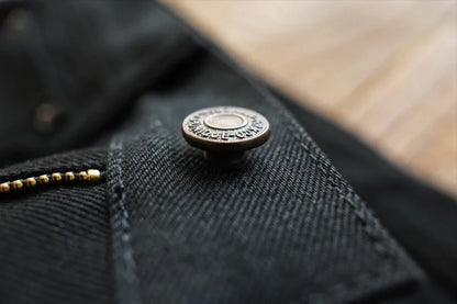 Mens Jeans Black Jeans Double-sided Dyeing Sanforized Selvedge Denim Jeans  16 Oz Regular Fit