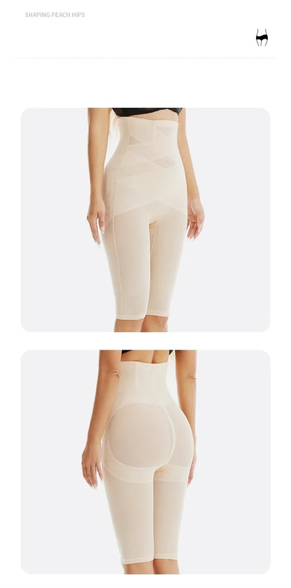 Knee Length Mesh Thigh Slim Shapewear Short Butt Lifting Shorts High Waist Control Panties Breathable Body Shaper Summer
