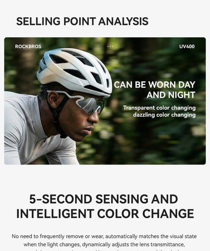 Photochromic Cycling Glasses Windproof Dustproof UV400 Protection Glasses Cycling Outdoor Sports Sunglasses Unisex