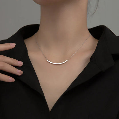 Silver Simple Geometric Female Necklaces 100% 925 Sterling Silver Classic Fashion Chain Necklaces For Women Girl Jewelry