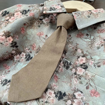 Autumn floral Style Kid Boys 3PCS Clothes Set Cotton Tie Collar Shirts Knitted Sticker Vest Solid Pants Suit Toddler Boys Outfit