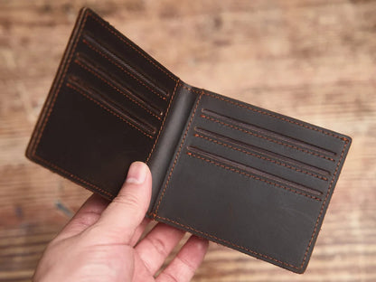 Genuine full-grain leather wallet, vintage men's wallet, stylish business card holder, the perfect gift for men
