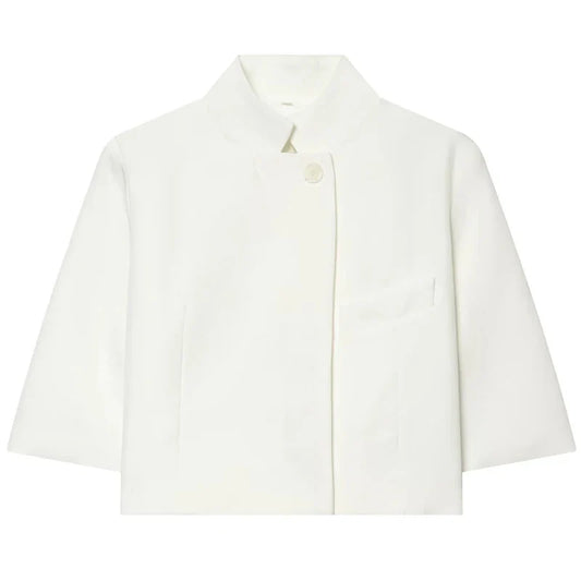 Asymmetric Crop White Blazer Woman Summer 2026 Office Wear Woman Elegant Button Short Sleeve Outerwear Fashion Suit Jacket