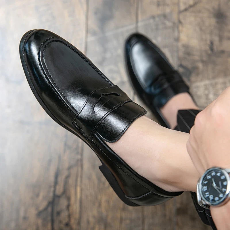 Mens Dress Wedding Fashion Office High Quality Leather Comfy Business Formal Italy Driving Loafers Shoes for Men Plus Size 38~48