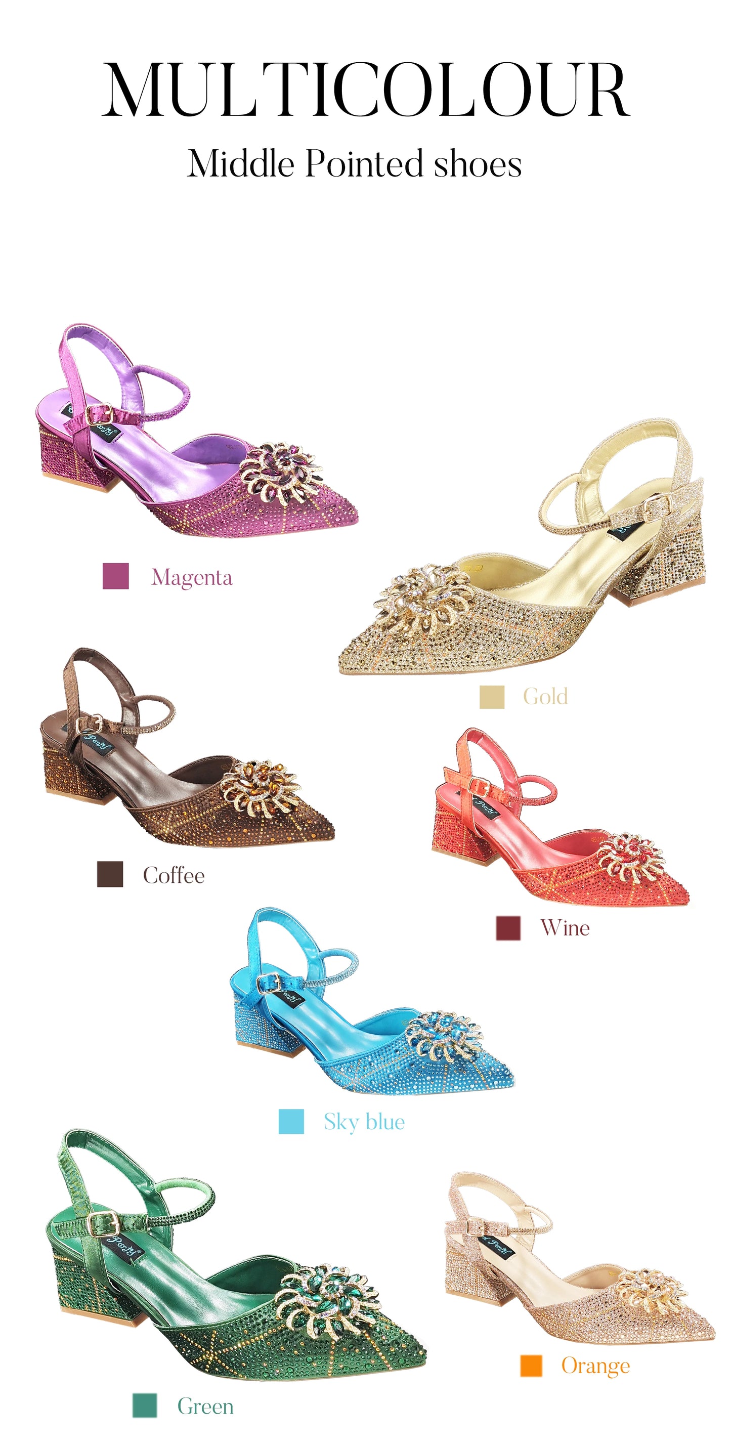 Fashion Design High-end Women's Shoes with Diamond Oval Stand Bag Women's High Heels for Special Day or Work