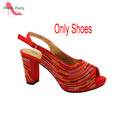 Orange Color Mature Pumps African Design Women Matching Shoes and Bag Set with Platform High Quality Sandals for Wedding