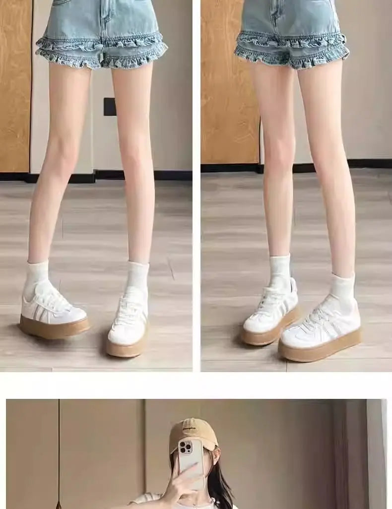 Denim Shorts 2025 Summer Thin High-waisted A-shaped Straight Hot Pants