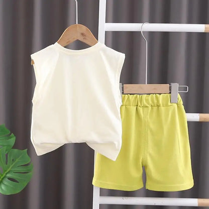 Boys Clothing Children Summer Girls Set Kids Clothing Cartoon Crocodile Sleeveless Shorts 2pcs Suits Children Tracksuits 0-5Year