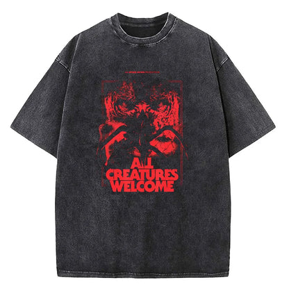 Demogorgon Hawkins Vintage Washed T Shirt Women Men Anime Cotton T Shirt Summer Harajuku Street Tops Clothing