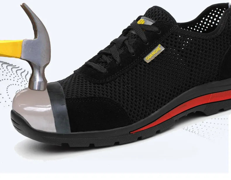 summer work shoes with protection security shoes men breathable safety shoes lightweight work shoes with steel toe work sneakers