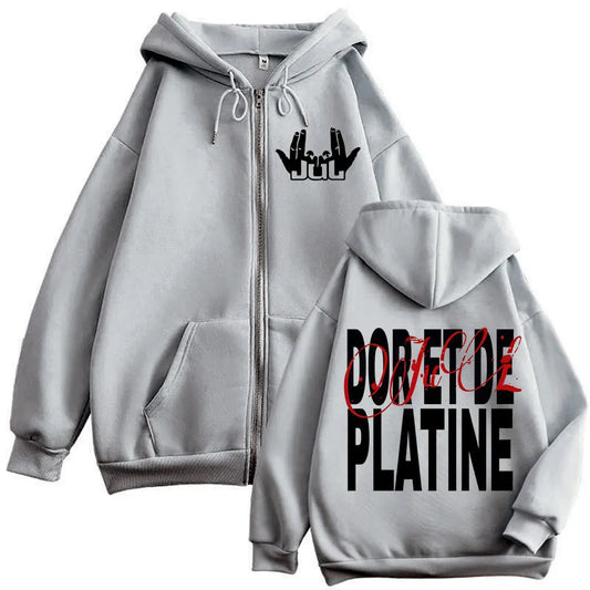 French Rapper JUL Double Sided Print Zipper Hoodie Men Women Clothing Hip Hop Zip Up Sweatshirts High Quality Fashion Pullovers